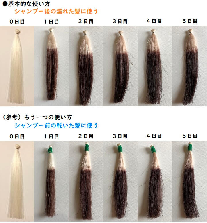 マイナチュレ5日間分の染まり写真
